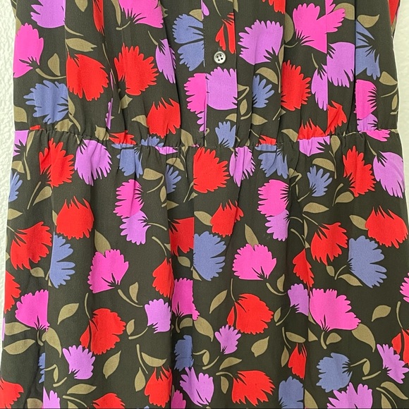 J. Crew Vibrant Flutter Sleeve Silk Floral Button Front Dress Size 0 - Picture 10 of 12